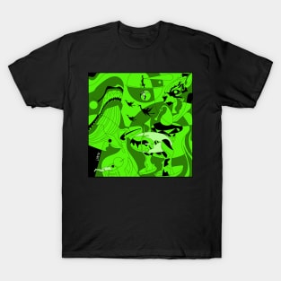 green the garden of earthly delights in ecopop aesthetic kaiju mexican remix art T-Shirt